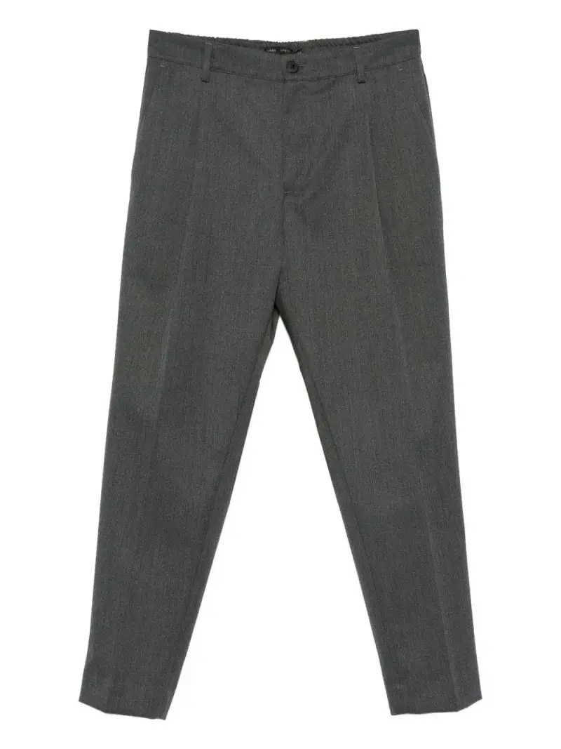 Pantaloni Grigi Plissettati a Vita Elasticizzata Grigio