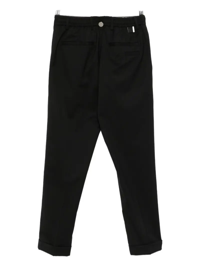 Pantaloni neri dritti con pieghe e chiusura frontale Nero miniatura 2