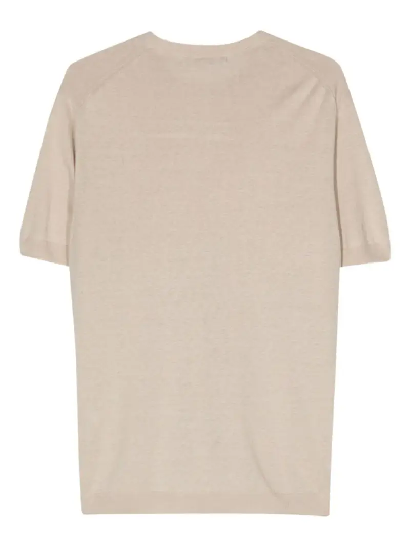 T-shirt in maglia beige seta/lino Sabbia miniatura 2