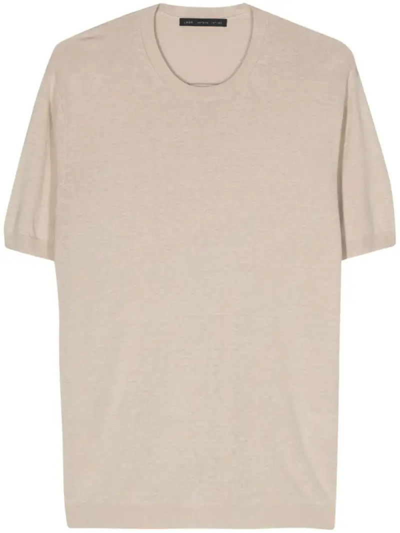 T-shirt in maglia beige seta/lino Sabbia