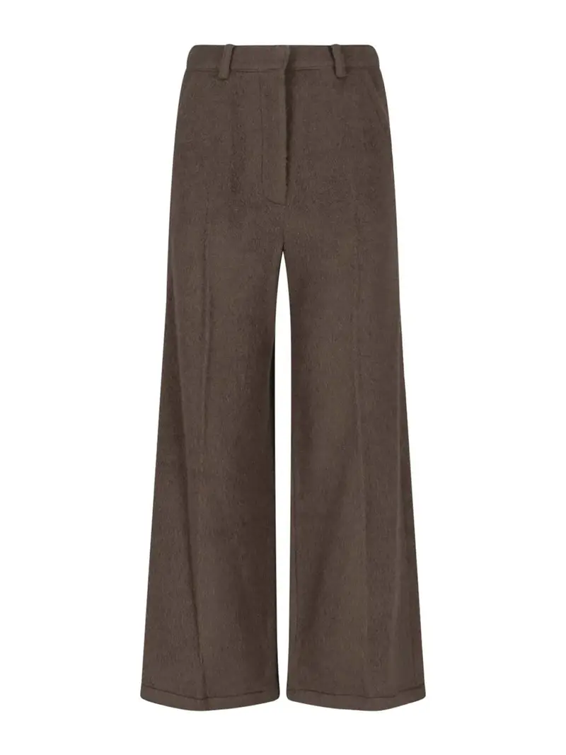 Pantaloni In Misto Lana E Alpaca Viola