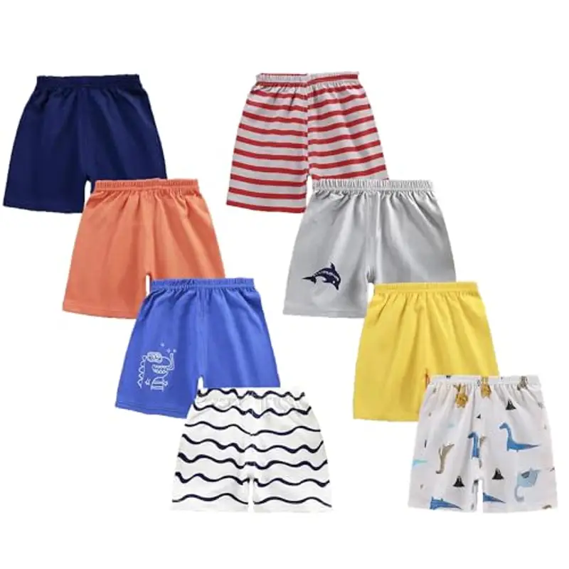 loyboon Set di 6 pantaloncini da bambino in cotone unisex per bambini, estivi, da 1 a 5 anni, Pantaloncini rossi per neonato, 3-4 Anni