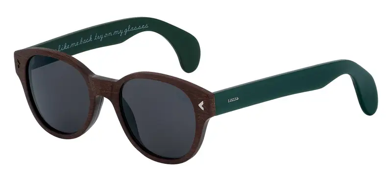 Lozza Unisex SL1913 MACHO  AMPP Occhiali da sole Acetato Marrone Grigio Rotonda Polarizzata