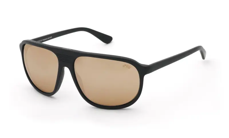 Uomo Lozza SL4417 703X Occhiali da sole Acetato Nero Marrone Pilot Normale Specchiato