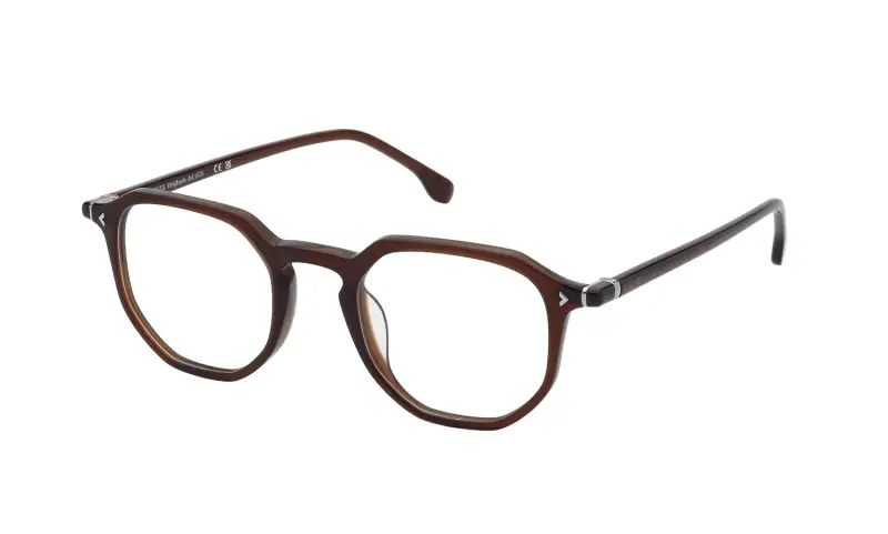 Uomo Lozza VL4350 ROMA 6 06AD Montature da vista Acetato Marrone Geometrica