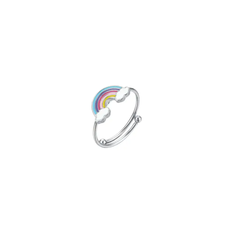 ANELLO BAMBINA IN ACCIAIO CON ARCOBALENO