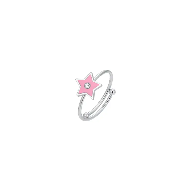 ANELLO BAMBINA IN ACCIAIO SMALTO ROSA