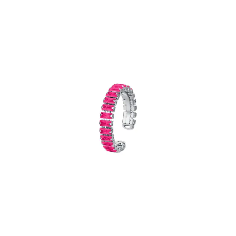 ANELLO DONNA IN ACCIAIO APERTO CON CRISTALLI FUCSIA