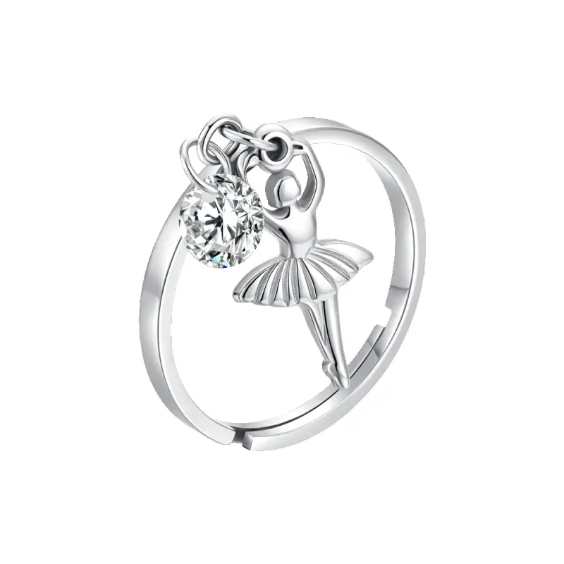 ANELLO DONNA IN ACCIAIO CON BALLERINA E ZIRCONE BIANCO