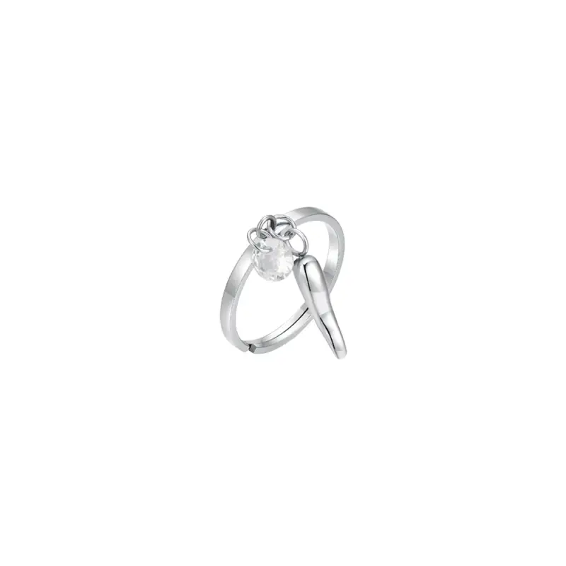 ANELLO DONNA IN ACCIAIO CON CORNO E ZIRCONE BIANCO