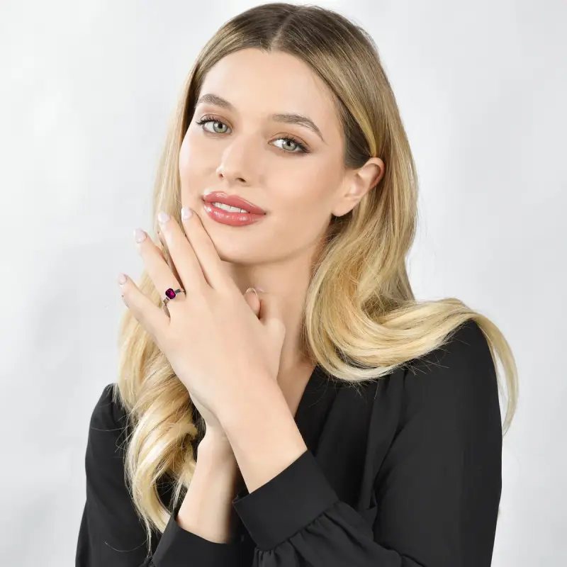 ANELLO DONNA IN ACCIAIO CON CRISTALLI FUCSIA miniatura 3