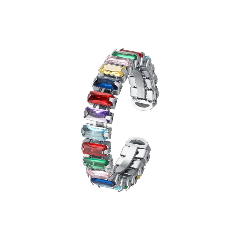 ANELLO DONNA IN ACCIAIO CON CRISTALLI MULTICOLOR