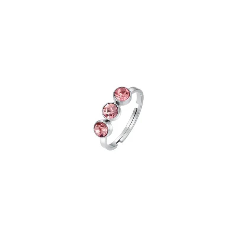 ANELLO DONNA IN ACCIAIO CON CRISTALLI ROSA