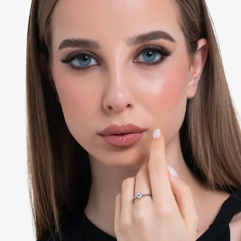 ANELLO DONNA IN ACCIAIO CON CRISTALLO BIANCO miniatura 3