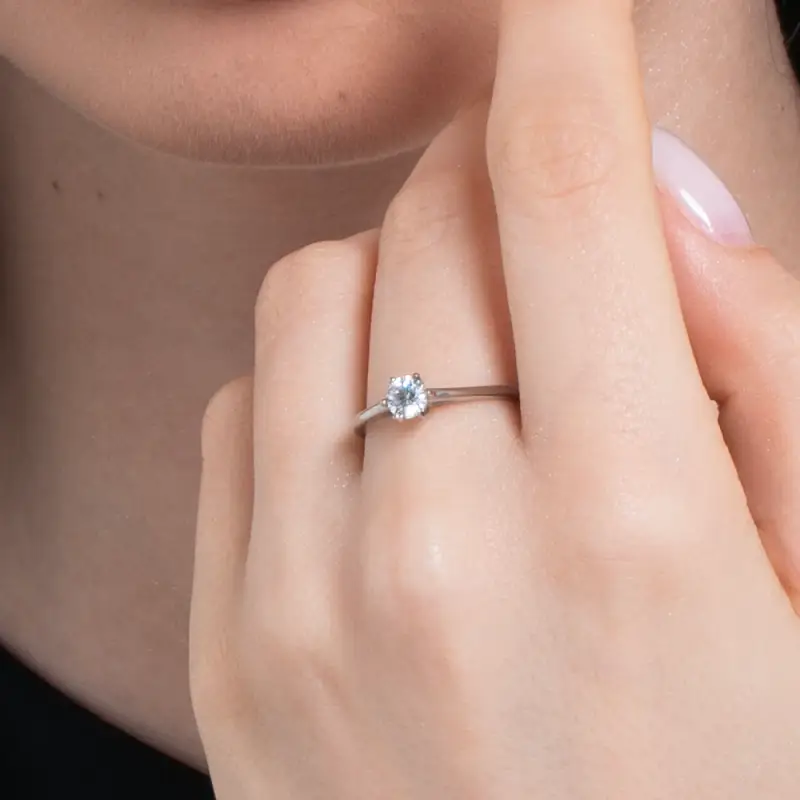 ANELLO DONNA IN ACCIAIO CON CRISTALLO BIANCO miniatura 2