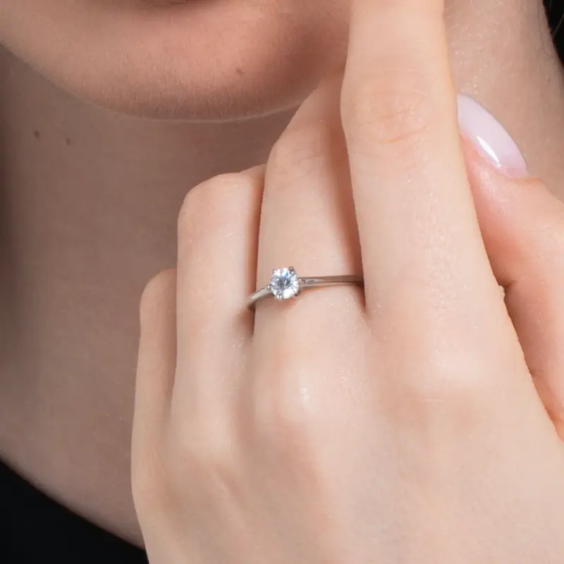 ANELLO DONNA IN ACCIAIO CON CRISTALLO BIANCO miniatura 2