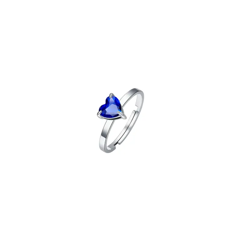ANELLO DONNA IN ACCIAIO CON CUORE CRISTALLO BLU
