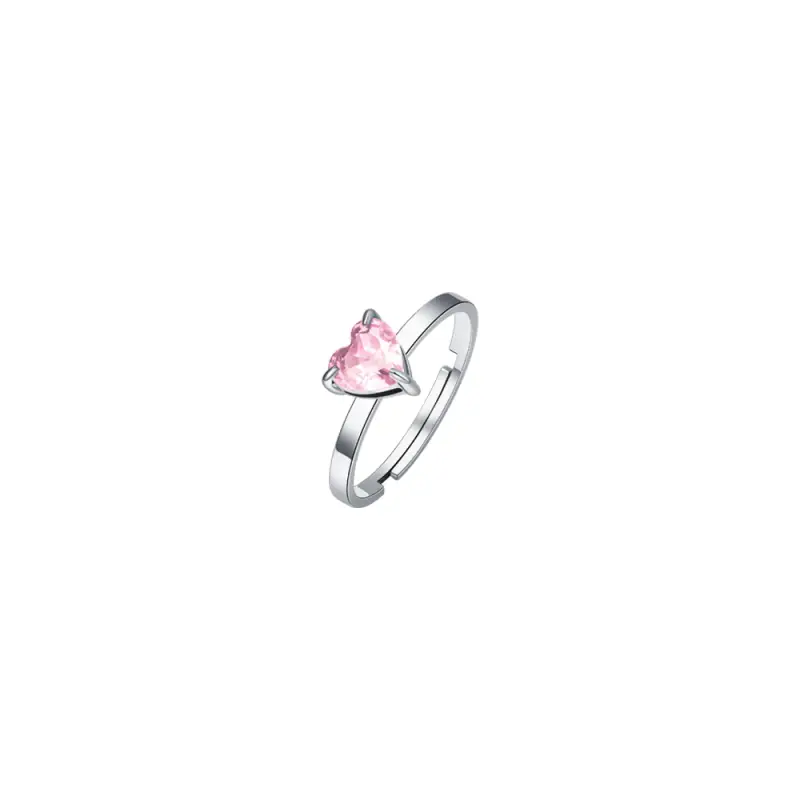 ANELLO DONNA IN ACCIAIO CON CUORE CRISTALLO ROSA