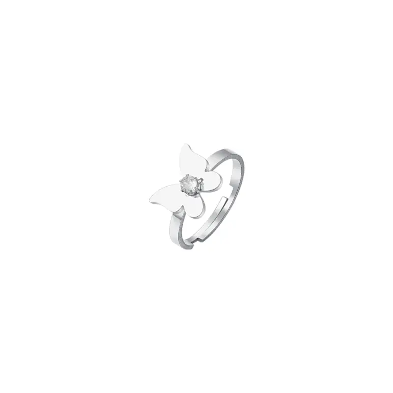 ANELLO DONNA IN ACCIAIO CON FARFALLA CON ZIRCONE BIANCO