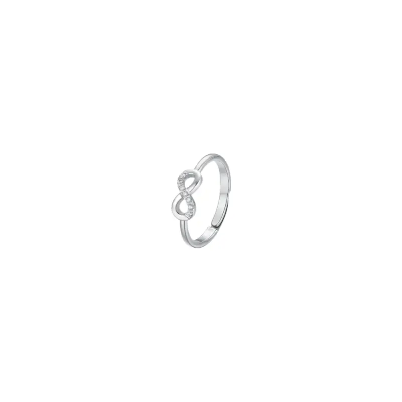 ANELLO DONNA IN ACCIAIO CON INFINITO E ZIRCONI BIANCHI