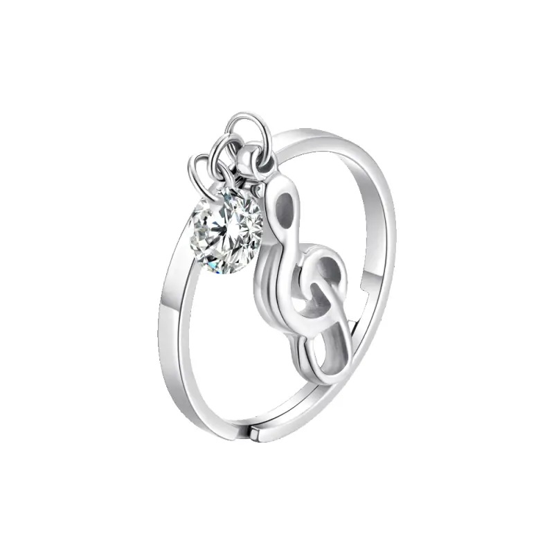 ANELLO DONNA IN ACCIAIO CON NOTA MUSICALE E ZIRCONE BIANCO