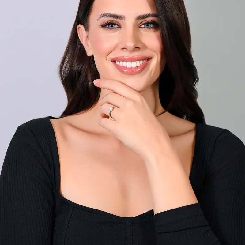 ANELLO DONNA IN ACCIAIO CON PERLA SINTETICA miniatura 3