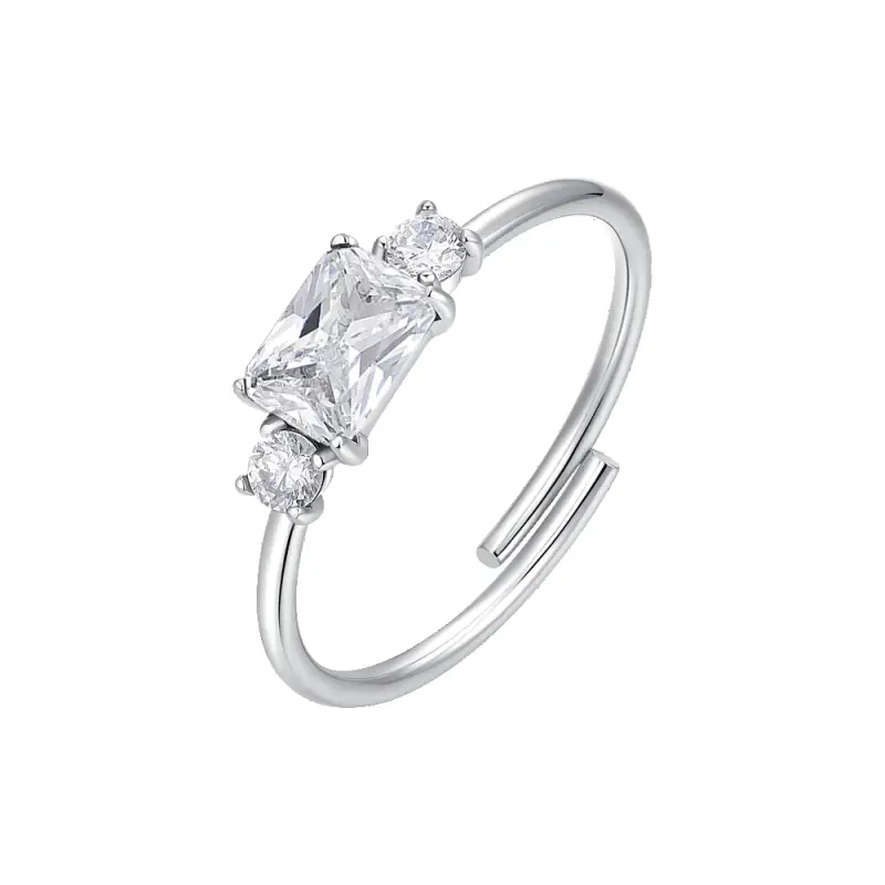 ANELLO DONNA IN ACCIAIO CON ZIRCONI BIANCHI