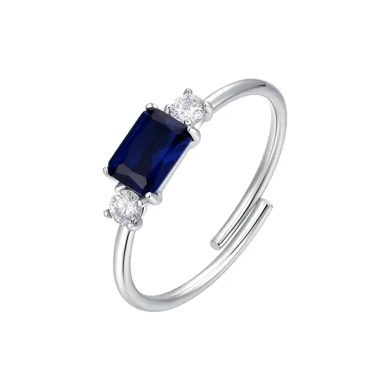 ANELLO DONNA IN ACCIAIO CON ZIRCONI BLU E BIANCHI