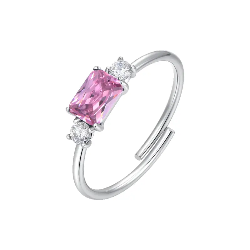 ANELLO DONNA IN ACCIAIO CON ZIRCONI ROSA E BIANCHI