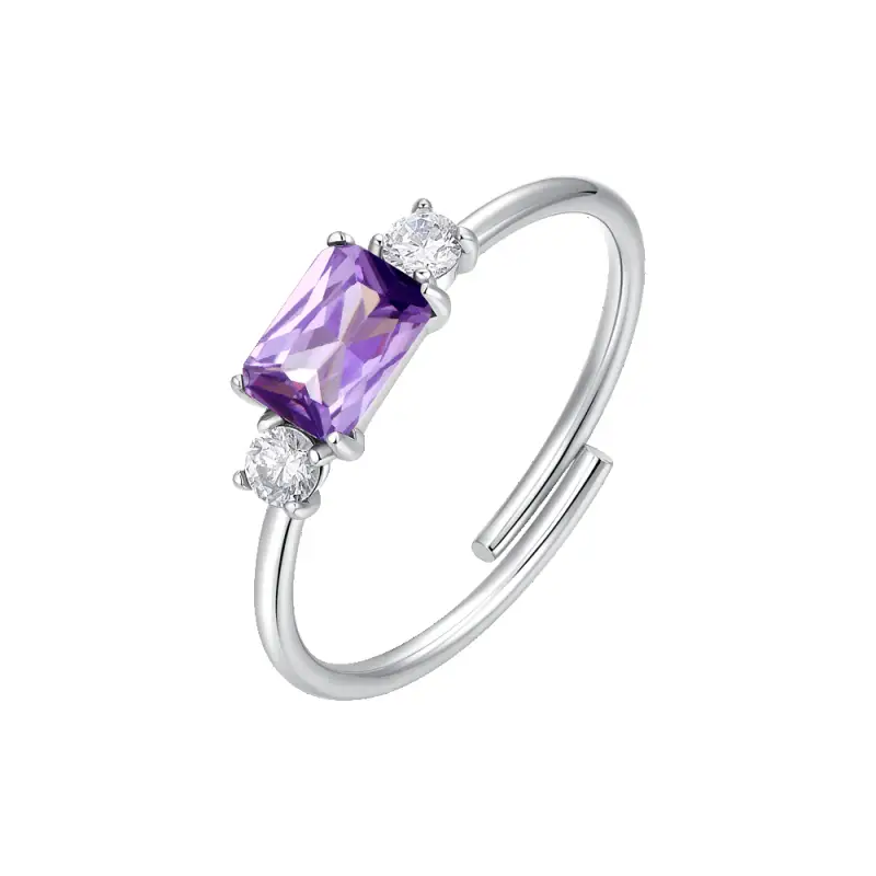 ANELLO DONNA IN ACCIAIO CON ZIRCONI VIOLA E BIANCHI