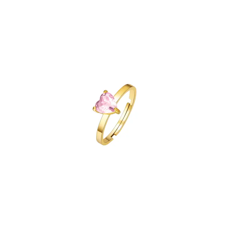 ANELLO DONNA IN ACCIAIO IP GOLD CON CUORE CRISTALLO ROSA