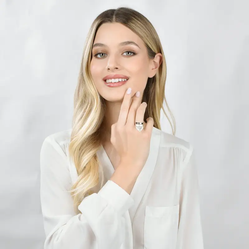 ANELLO DONNA IN ACCIAIO NON C'E' NIENTE DI PIù VERO DELL'AMORE DI TUA MADRE miniatura 3