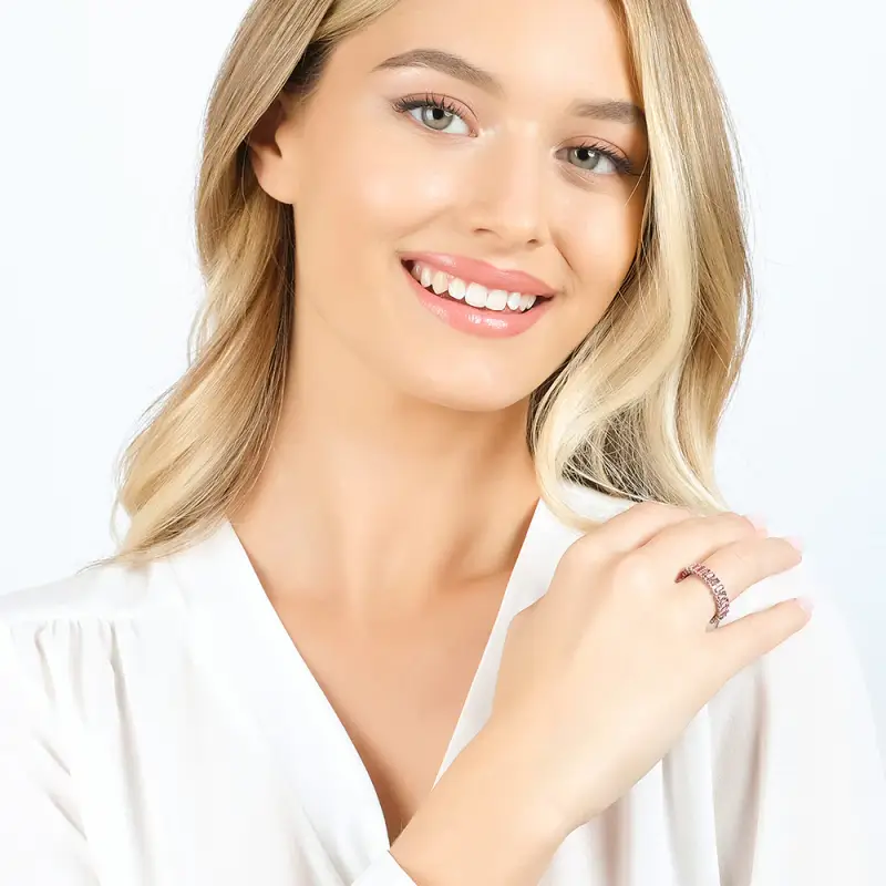 ANELLO DONNA IN ACCIAIO REGOLABILE CON CRISTALLI FUCSIA miniatura 3