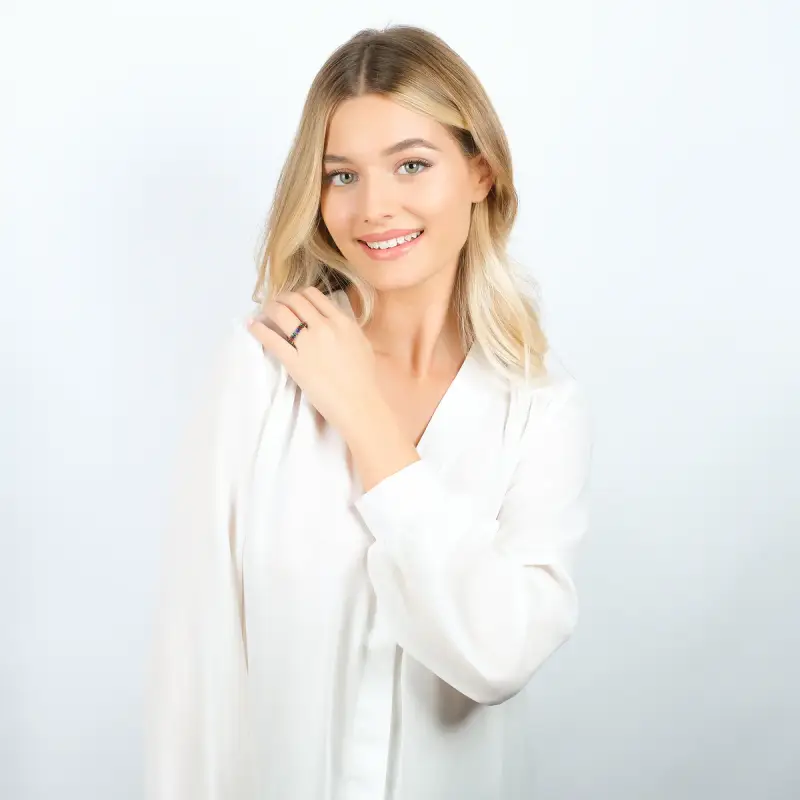 ANELLO DONNA IN ACCIAIO REGOLABILE CON CRISTALLI MULTICOLOR miniatura 3