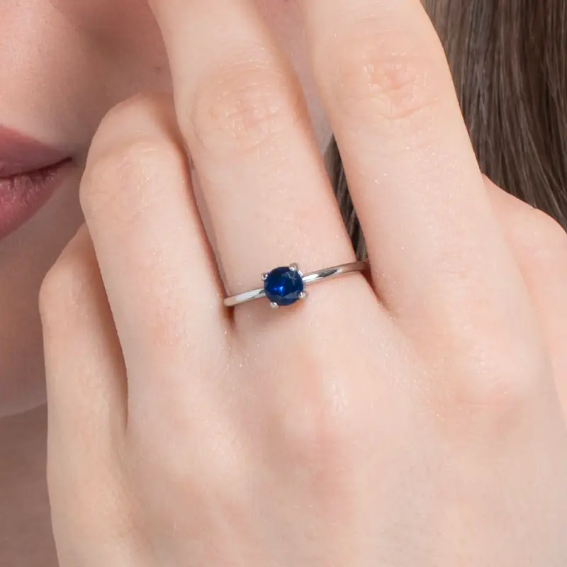 ANELLO DONNA IN ACCIAIO ZIRCONE BLU miniatura 2