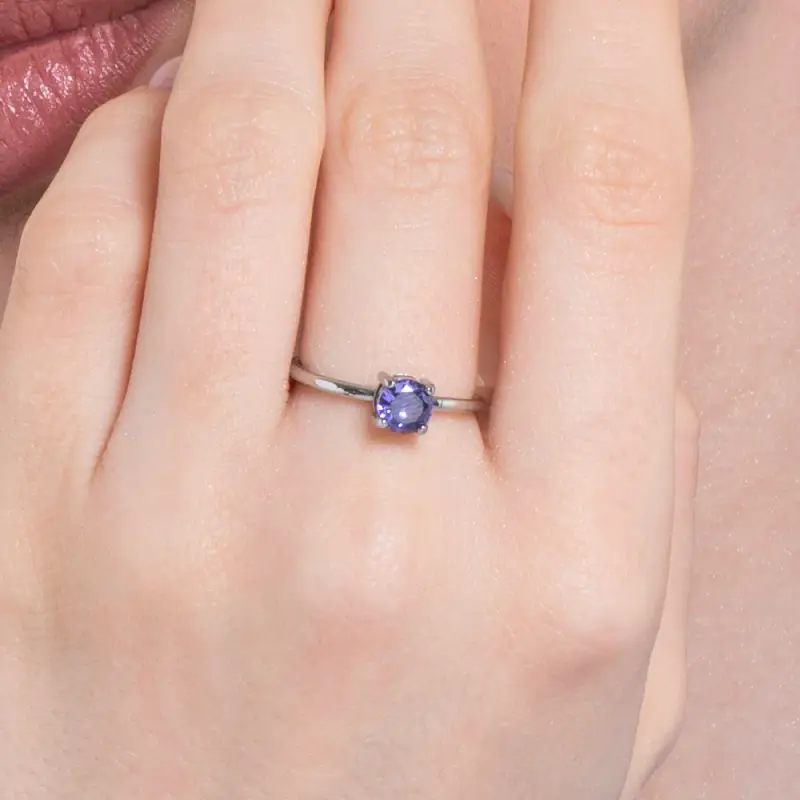 ANELLO DONNA IN ACCIAIO ZIRCONE VIOLA miniatura 2