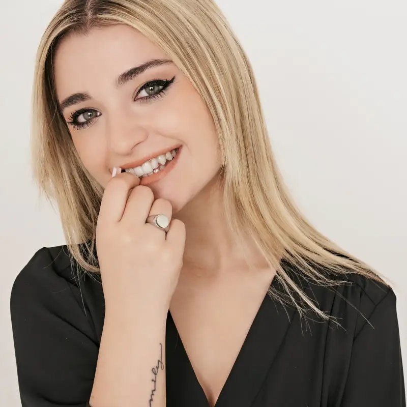 ANELLO DONNA SIGILLO IN ACCIAIO, Argento / miniatura 3