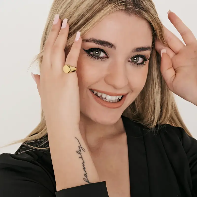 ANELLO DONNA SIGILLO IN ACCIAIO IP GOLD, Oro / miniatura 3