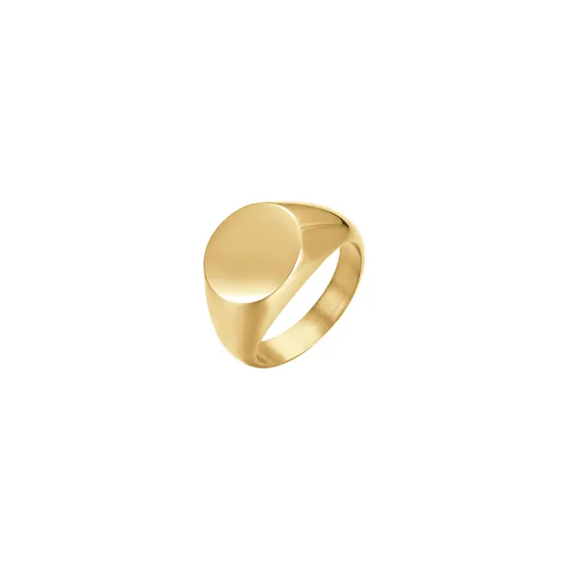 ANELLO DONNA SIGILLO IN ACCIAIO IP GOLD, Oro /