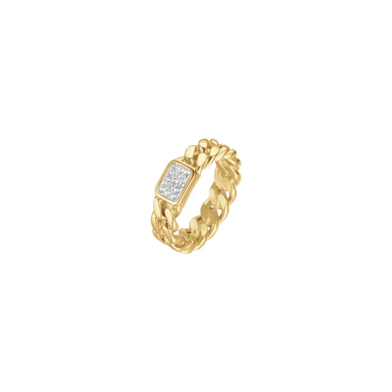 ANELLO IN ACCIAIO IP GOLD CON CRISTALLI BIANCHI