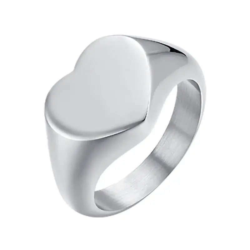 Anello Sigillo Cuore In Acciaio Per Donna - Luca Barra