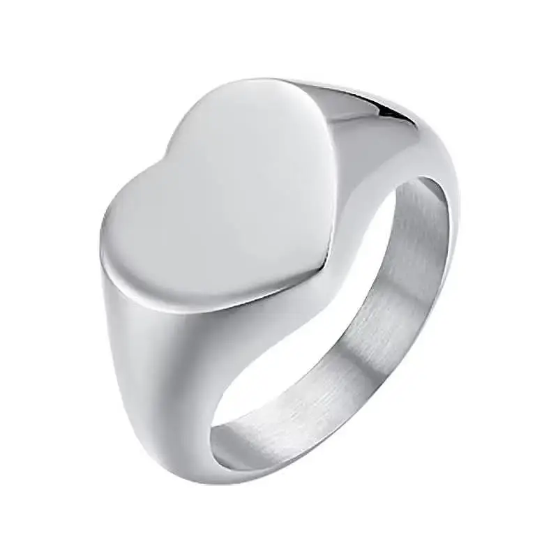 Anello Sigillo Cuore In Acciaio Per Donna - Luca Barra