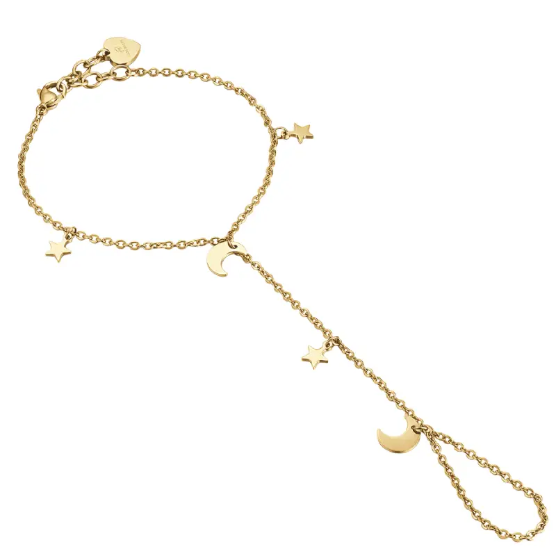 BRACCIALE BACIAMANO DONNA IN ACCIAIO IP GOLD CON STELLE E LUNE Oro