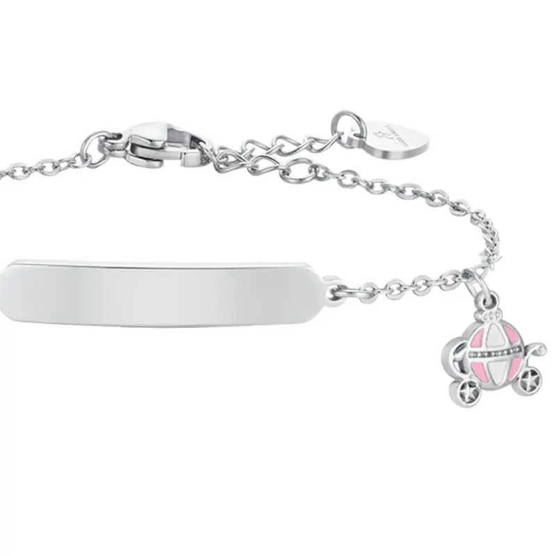 BRACCIALE BAMBINA IN ACCIAIO CARROZZA E PIASTRA miniatura 2