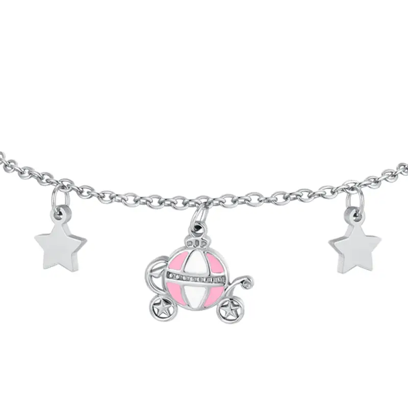 BRACCIALE BAMBINA IN ACCIAIO CON CARROZZA miniatura 2