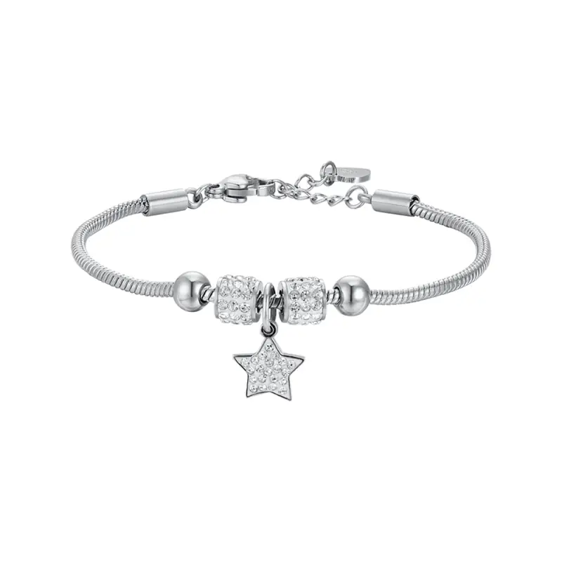 BRACCIALE BAMBINA IN ACCIAIO CON STELLA CON CRISTALLI BIANCHI