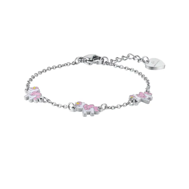 BRACCIALE BAMBINA IN ACCIAIO CON UNICORNI