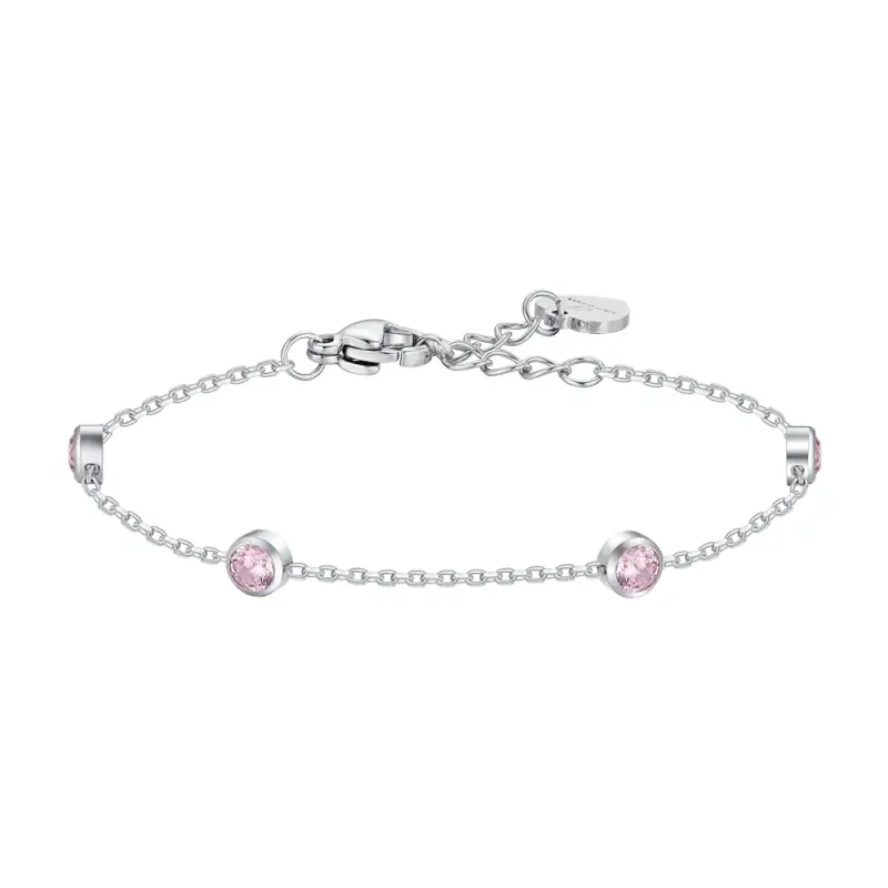 BRACCIALE BAMBINA IN ACCIAIO CON ZIRCONI ROSA