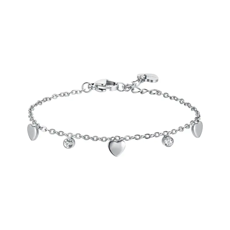 BRACCIALE BAMBINA IN ACCIAIO CUORI E CRISTALLI