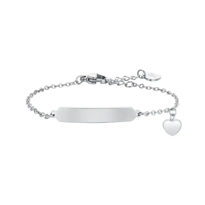 BRACCIALE BAMBINA IN ACCIAIO CUORI E PIASTRA
